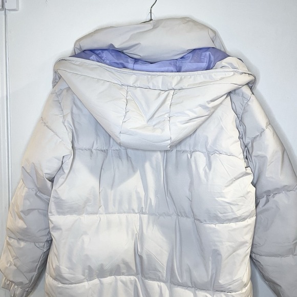 Anthropologie NVLT Full Length Puffer Coat Maxi Ski Vegan Down Off-White Gray M - Picture 4 of 6